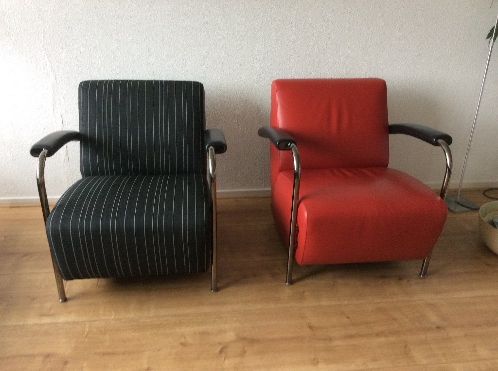 Leolux Scylla 's  + Hocker, Huis en Inrichting, Ophalen, 75 tot 100 cm, Zo goed als nieuw, Leer