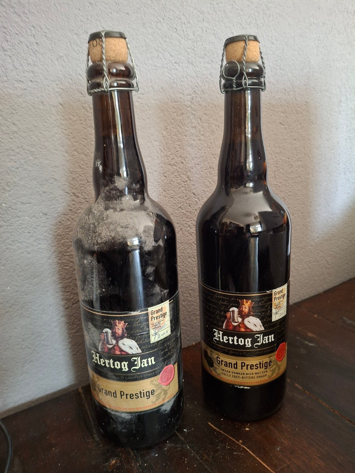 Hertog Jan Grand Prestige 2013 & 2015 - Zeldzame flessen, Verzamelen, Biermerken, Ophalen of Verzenden, Gebruikt, Flesje(s), Hertog Jan