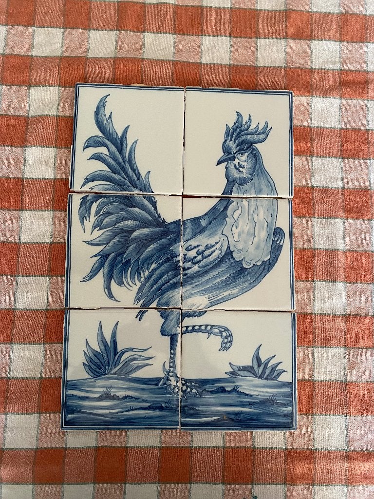 Haan tegeltjes keramiek vintage tableau, Ophalen of Verzenden