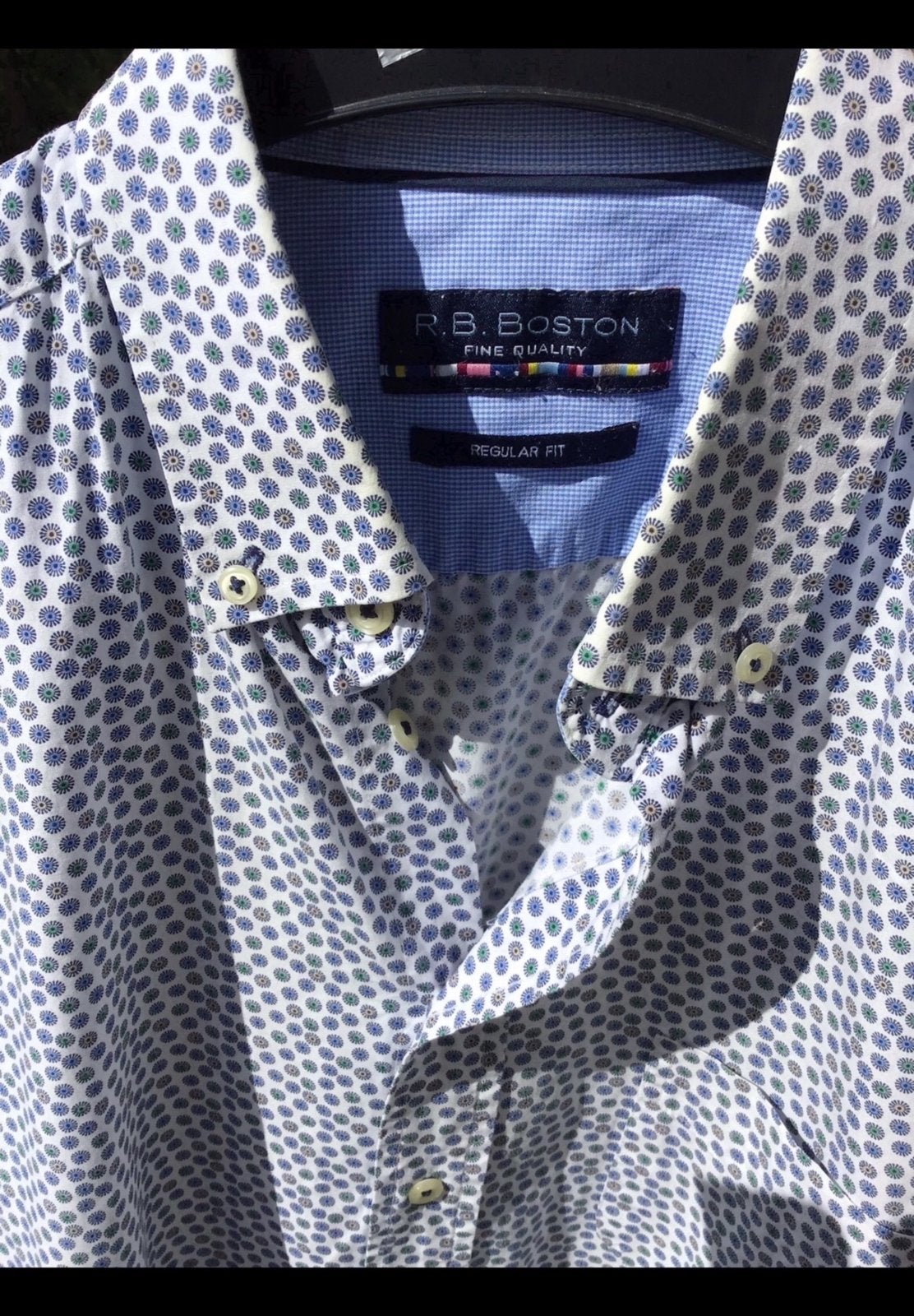 Zomer overhemd korte mouw maat L, 100% katoen merk : Boston., Kleding | Heren, Ophalen of Verzenden, Zo goed als nieuw, Blauw
