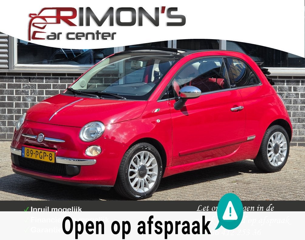 Fiat 500 C 0.9 TwinAir Lounge Cabrio Leder Pdc Nap, Auto's, Euro 5, 86 pk, Gebruikt, 31 €/maand