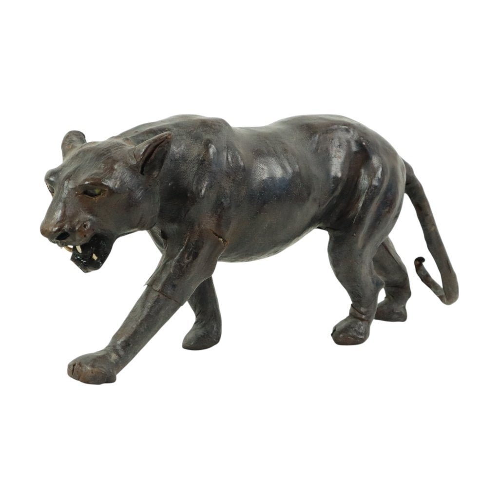 Mid Century Lederen Panter Beeld Liberty of London 43cm, Ophalen of Verzenden, Gebruikt, Dier