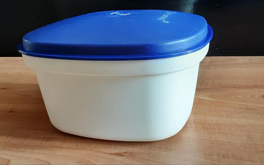 Tupperware slabak vergiet rijstkoker, Ophalen of Verzenden, Gebruikt, Blauw, Bak of Kom