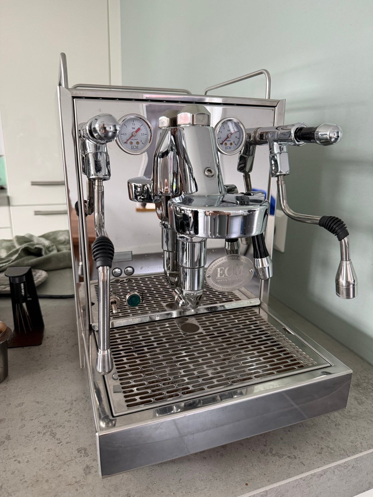 Complete ECM Mechanika Max & Mazzer Super Jolly espressoset, 10 kopjes of meer, Koffiebonen, Zo goed als nieuw, Combi