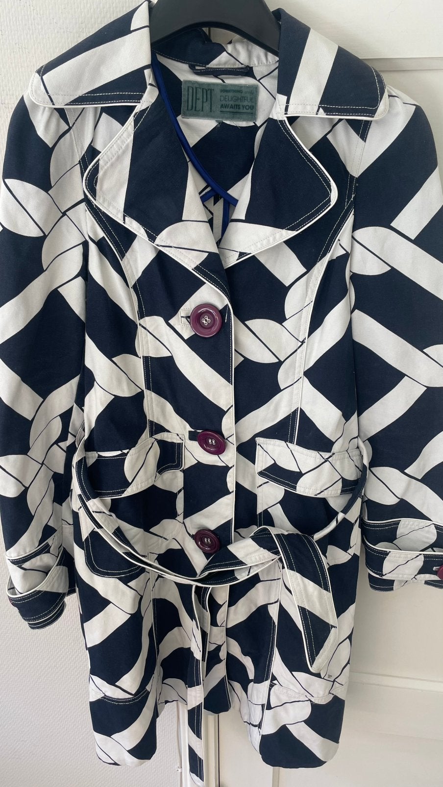 Te koop: trenchcoat, Dept, blauw, maat S, Kleding | Dames, Ophalen of Verzenden, Zo goed als nieuw, Maat 38/40 (M), Blauw