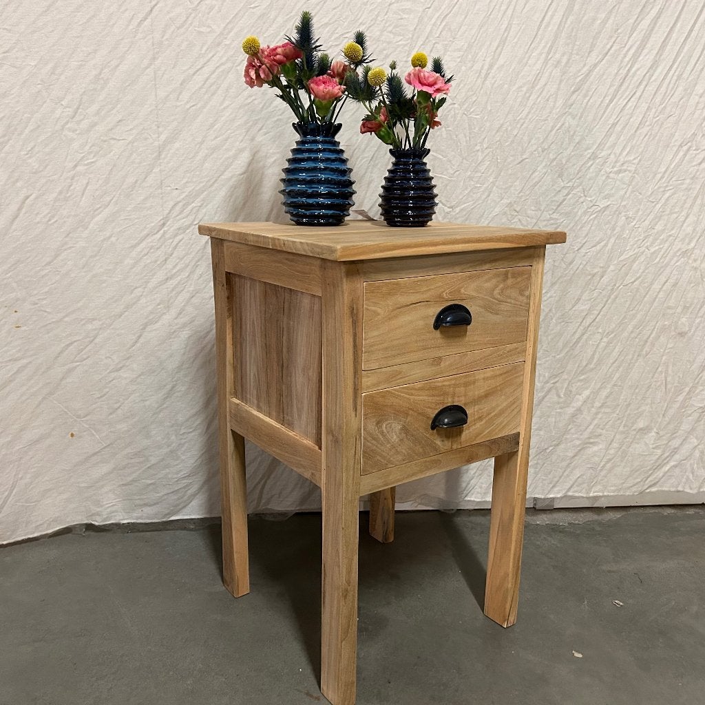 houten ladekast - massief teak - 2 lades - Gratis bezorgd, TTM Wonen, Meubels – (Perzische) Tapijten en Woonaccessoires, Minder dan 50 cm