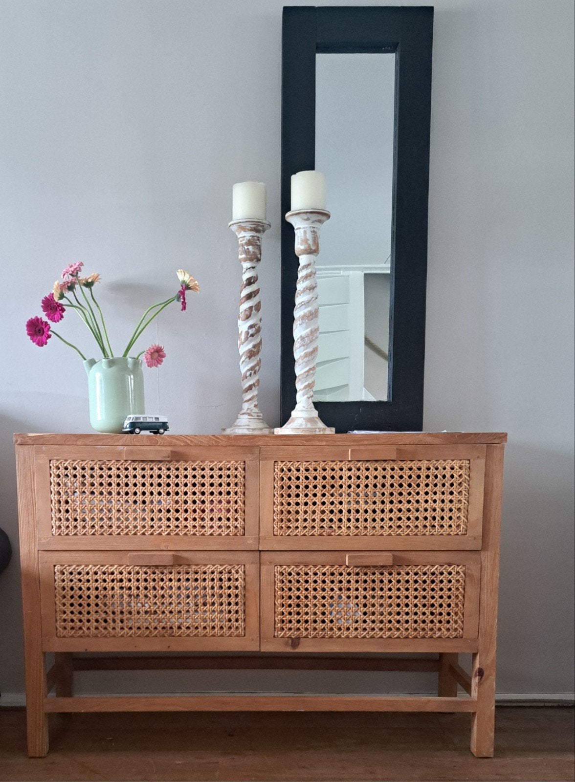 Stevige Houten Kast met Diepe Lades - Boho & Landelijk, Ophalen, 100 tot 150 cm, Boho, Ibiza, Landelijk, Zo goed als nieuw