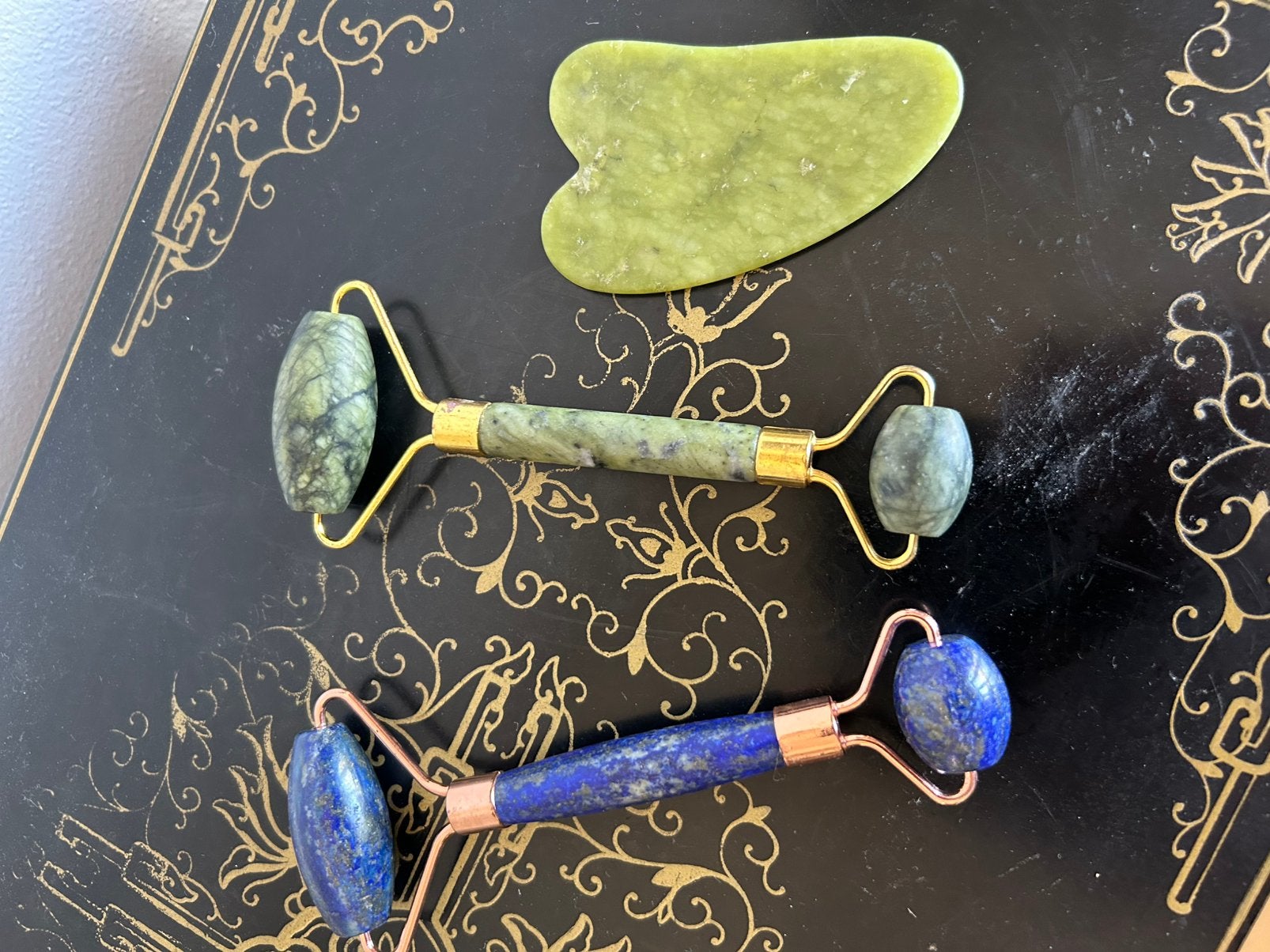 Gezichtsrollers voor massage - lapis lazuli en jade, Ophalen of Verzenden, Zo goed als nieuw
