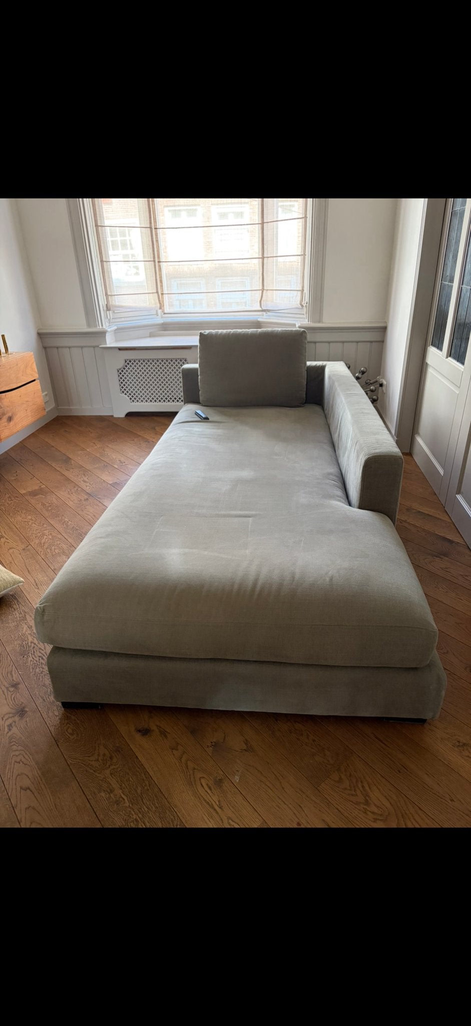Comfortabele chaise longue bank - Grijs, Ophalen, Gebruikt, 125 tot 150 cm, Tweepersoons