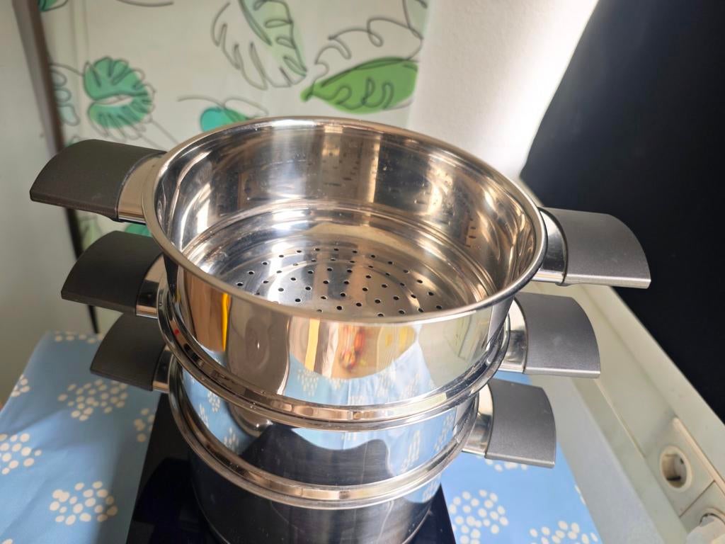 cooking pot 3 layers  / stoompan, Zo goed als nieuw, Rvs, Keramische plaat, Ophalen