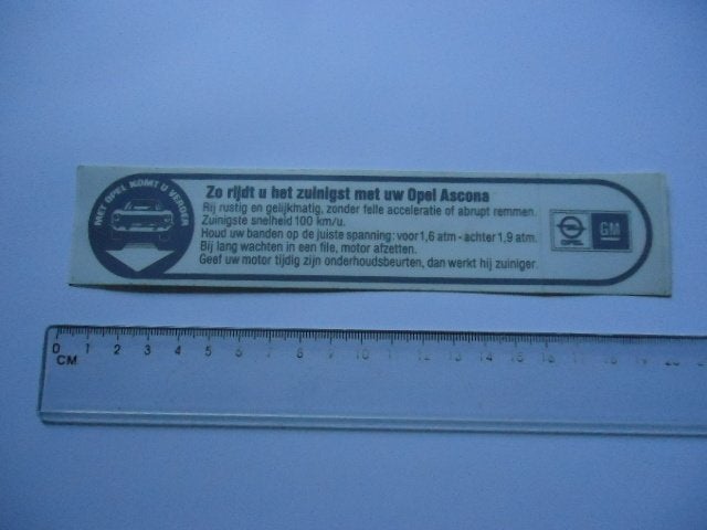 sticker oud OPEL OLDTIMER klassieker Ascona retro groot, Verzenden, Zo goed als nieuw, Bedrijf of Vereniging