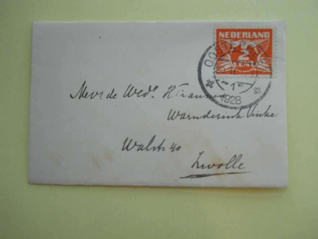 Nederland 1925 Briefje Vliegende duif gestempeld Oosterbeek, Ophalen of Verzenden, Envelop
