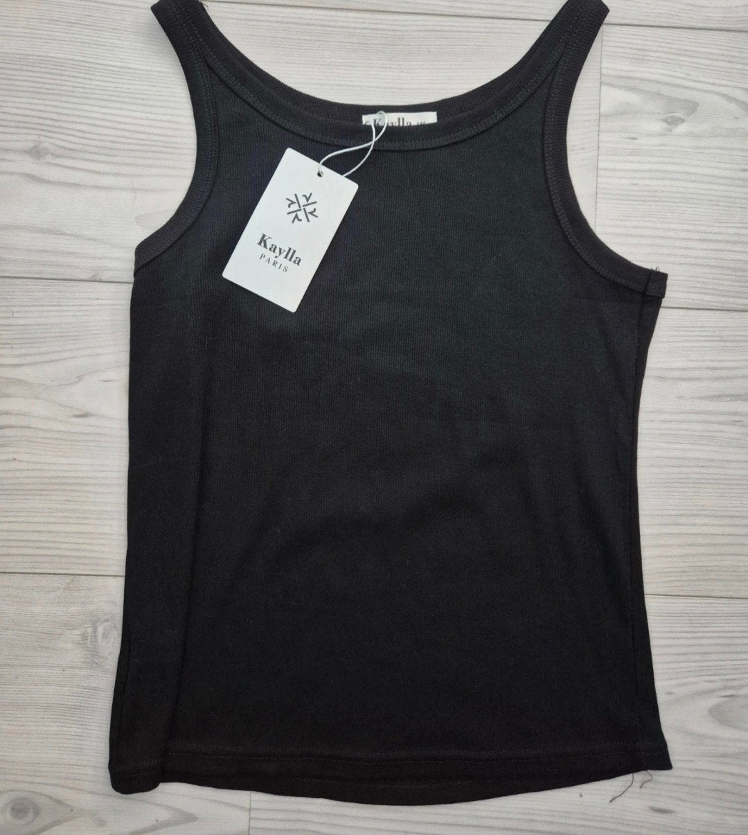 Mooi Kaylla ribstof zwart zomer hemdje top super, Maat 38/40 (M), Verzenden, Zwart, Nieuw