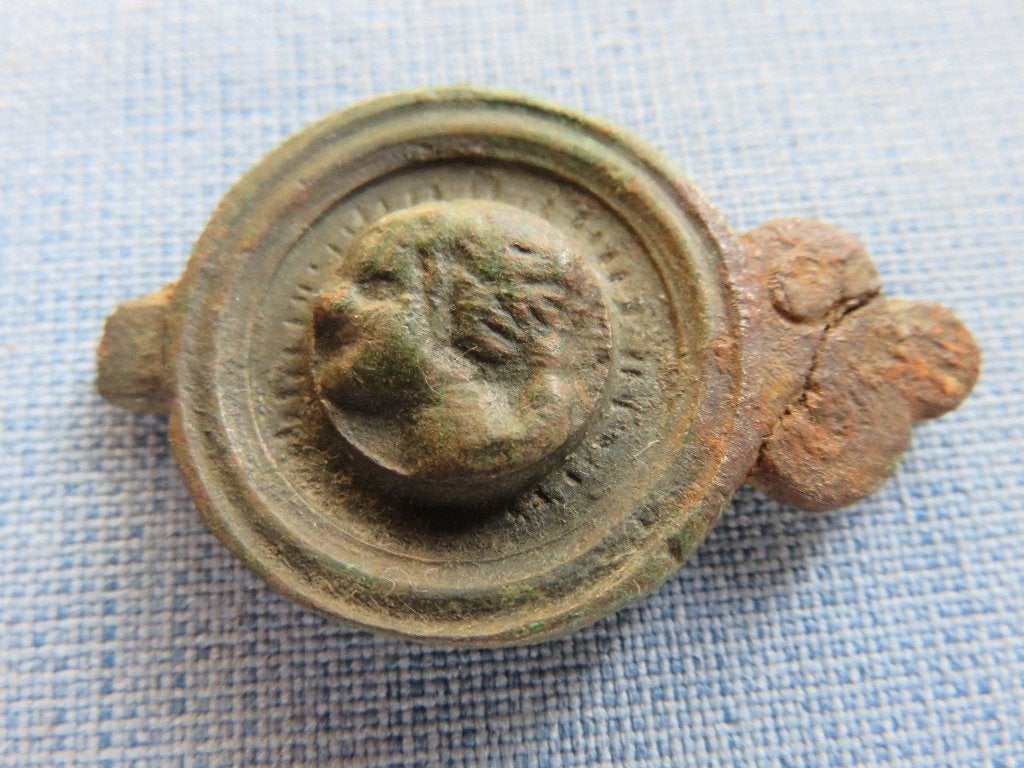 Middeleeuwen – applique in brons met gezicht - 15e eeuw A.D., Antiek en Kunst, Antiek | Koper en Brons, Ophalen of Verzenden, Brons