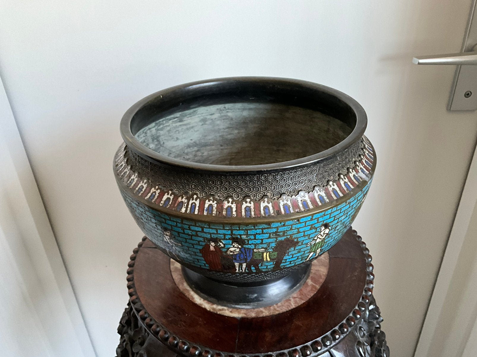 Japanse cachepot, Rond, Ophalen of Verzenden, Zo goed als nieuw, Aardewerk