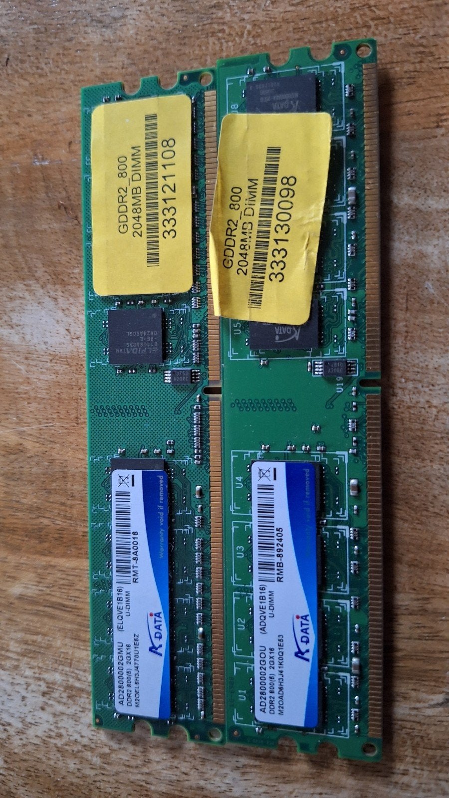 2x 2GB DDR2 800MHz RAM Geheugenmodules voor Desktop, Gebruikt, Ophalen of Verzenden, DDR2, Desktop