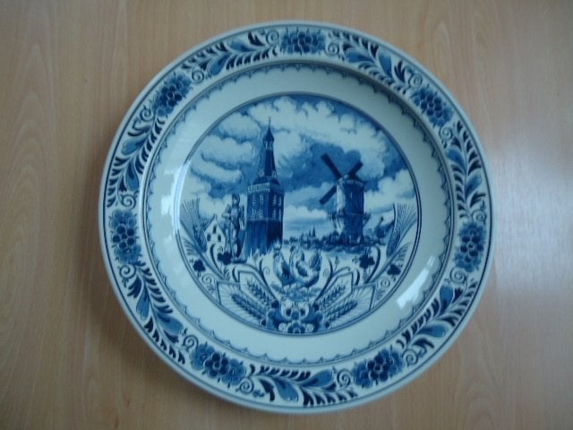 Delfts blauw wandbord met Jan van Schaffelaar, 1986, Antiek en Kunst, Ophalen of Verzenden