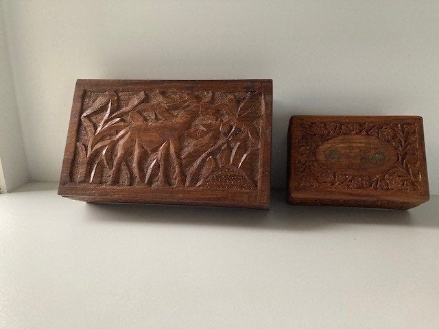 handgestoken kistjes INDIA 1x groot(sigaren)1x sieradenkistj, Ophalen of Verzenden