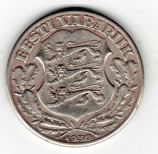 26-1794 Estland 2 kroon 1930, Ophalen of Verzenden, Overige landen, Losse munt, Zilver