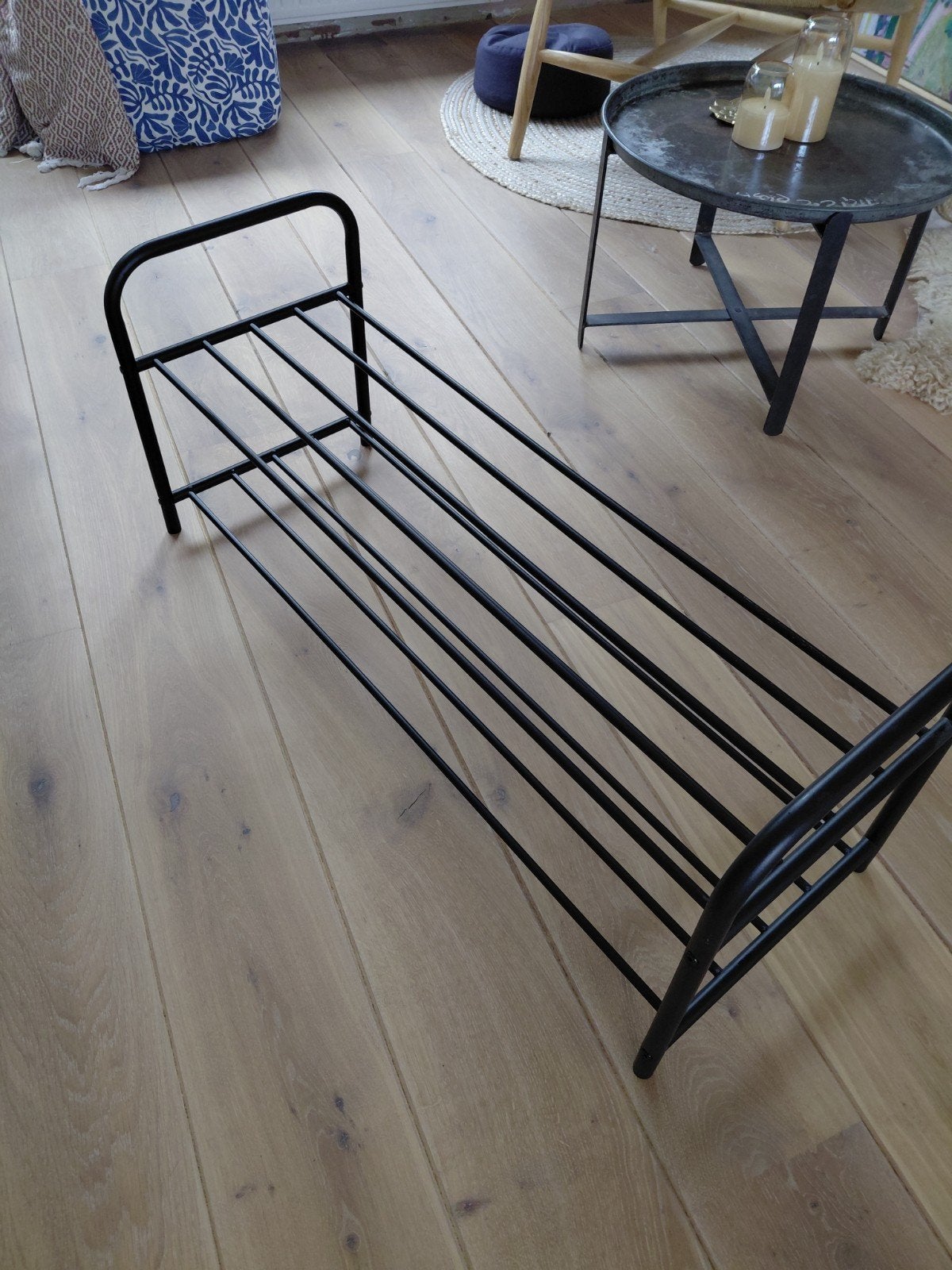 Zwart metalen schoenenrek - 91x40x34 cm, Ophalen of Verzenden, Zo goed als nieuw