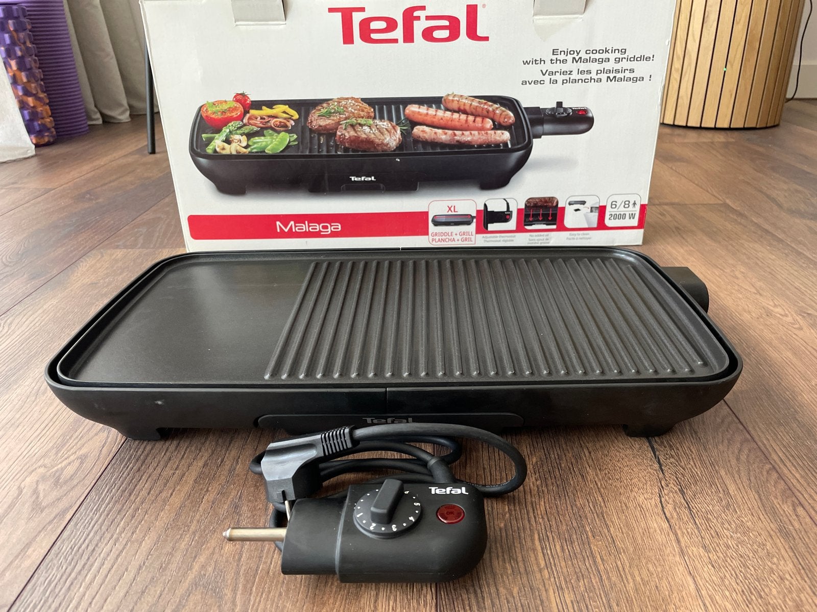 Tefal Malaga XL elektrische grillplaat, Ophalen, Zo goed als nieuw, 4 t/m 7 personen