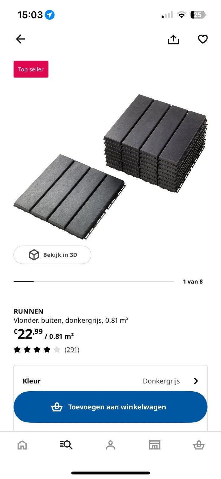 RUNNEN Vlonder Donkergrijs - Buiten, 0.81 m², Ophalen of Verzenden, Gebruikt, Overige materialen