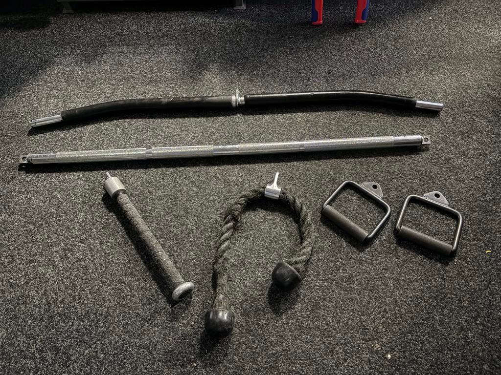 Lat pull pully pulley accesoires set nr 4, Sport en Fitness, Fitnessmaterialen, Accesoires, Gebruikt, Overige typen, Pully set 4