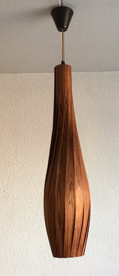 vintage Deens design hanglamp teakhout, Ophalen, Hout