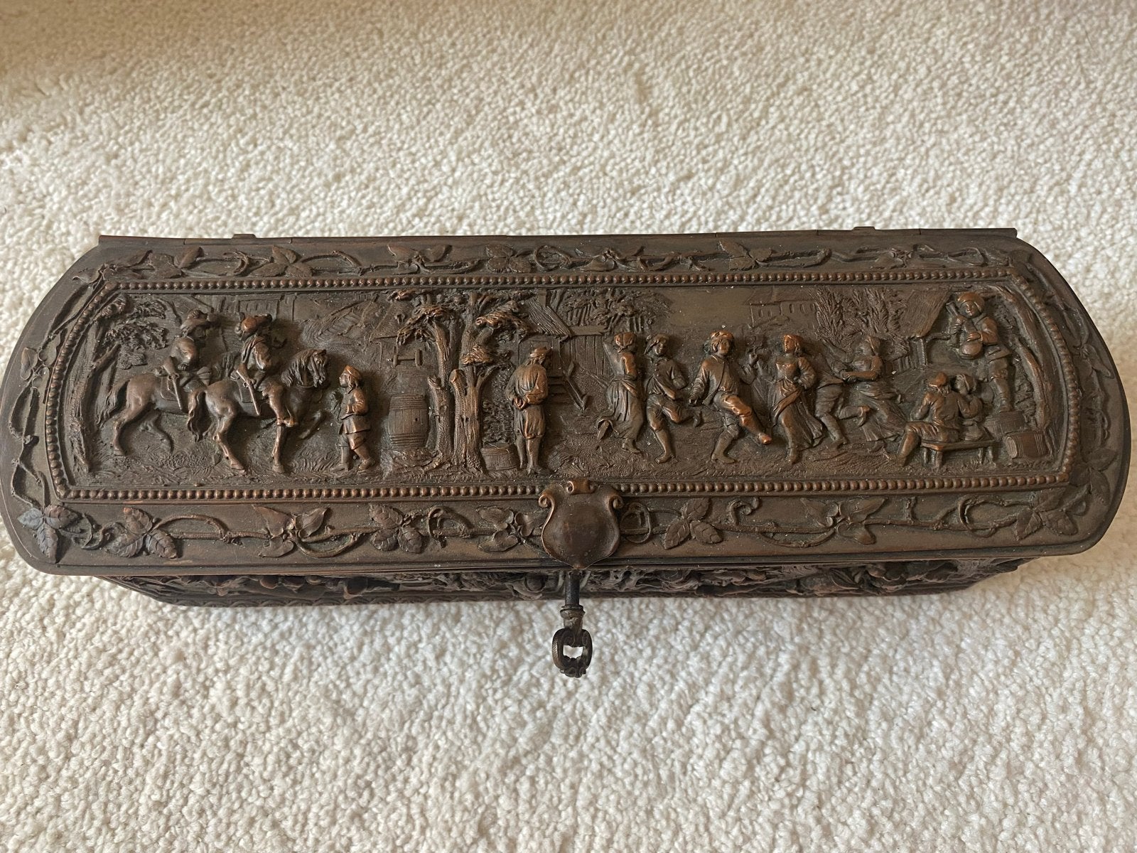 Antiek Frans Bronzen Juwelenkistje - A.B. Paris - ca. 1880, Ophalen of Verzenden