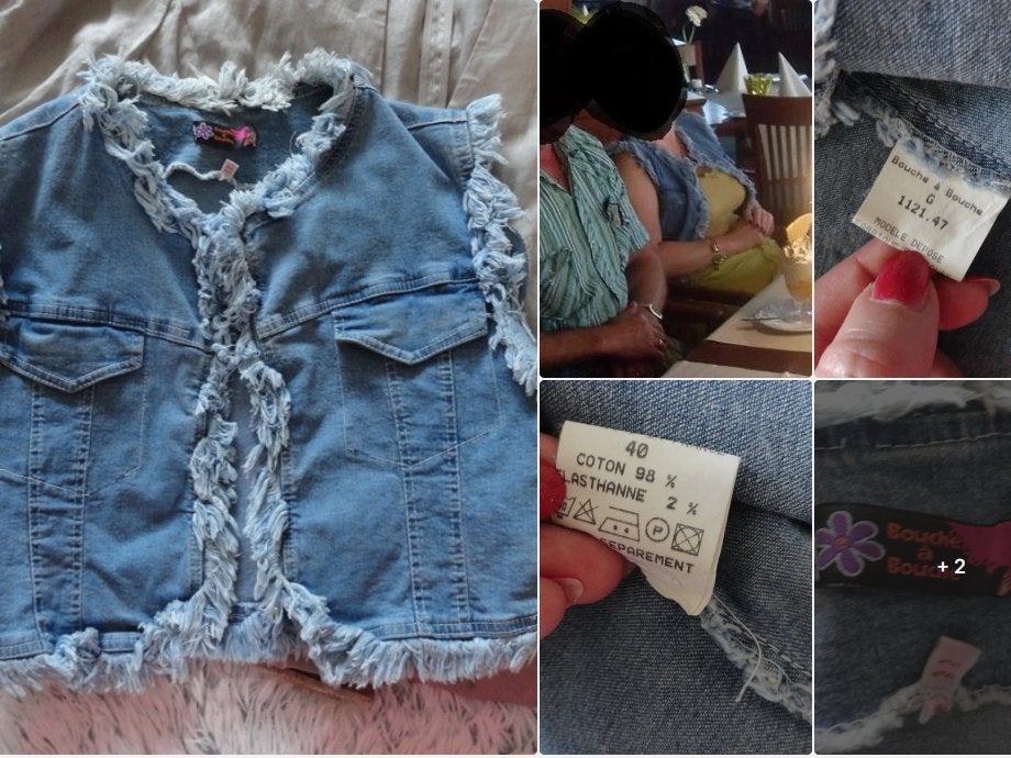 VINTAGE Franse vestje hesje bodywarmer Franse 40 EU maat 36, Verzenden, Zo goed als nieuw, Maat 36 (S), Blauw