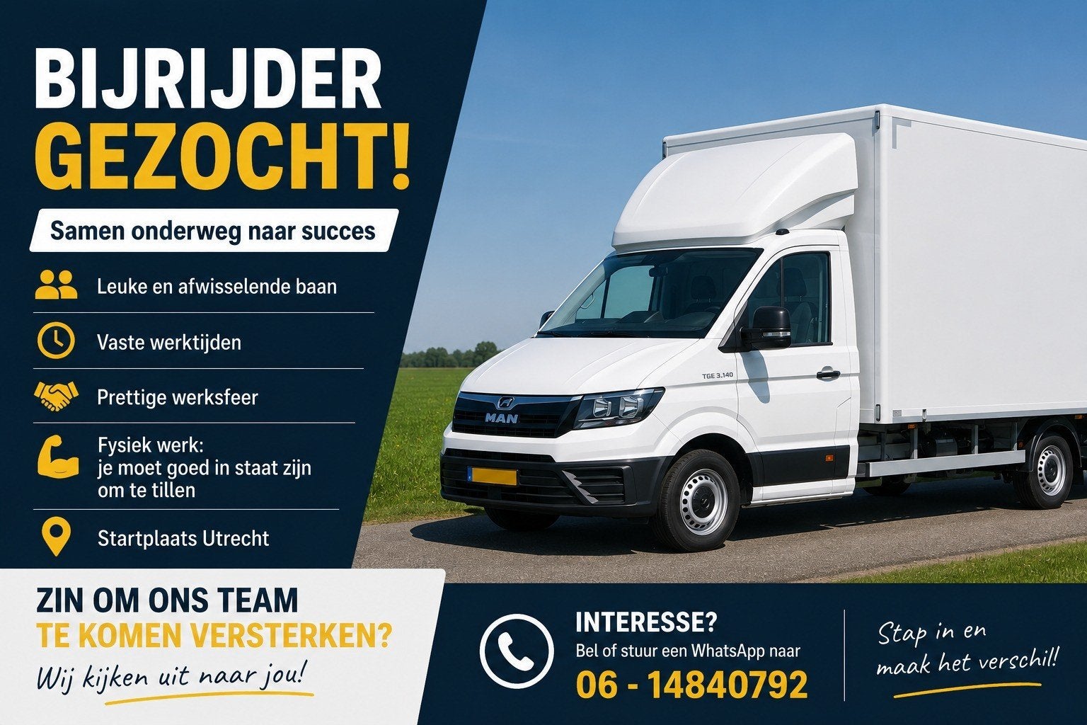BIJRIJDER GEZOCHT – REGIO UTRECHT, Vacatures, Vacatures | Chauffeurs, Overige niveaus, Starter, Overige vormen