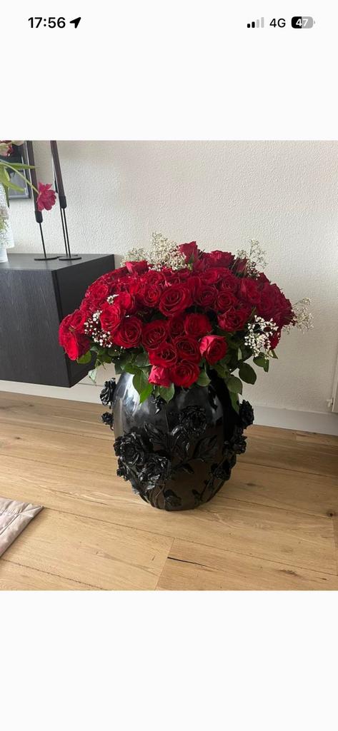 rozen vaas, Ophalen, Zo goed als nieuw, Zwart, Glas