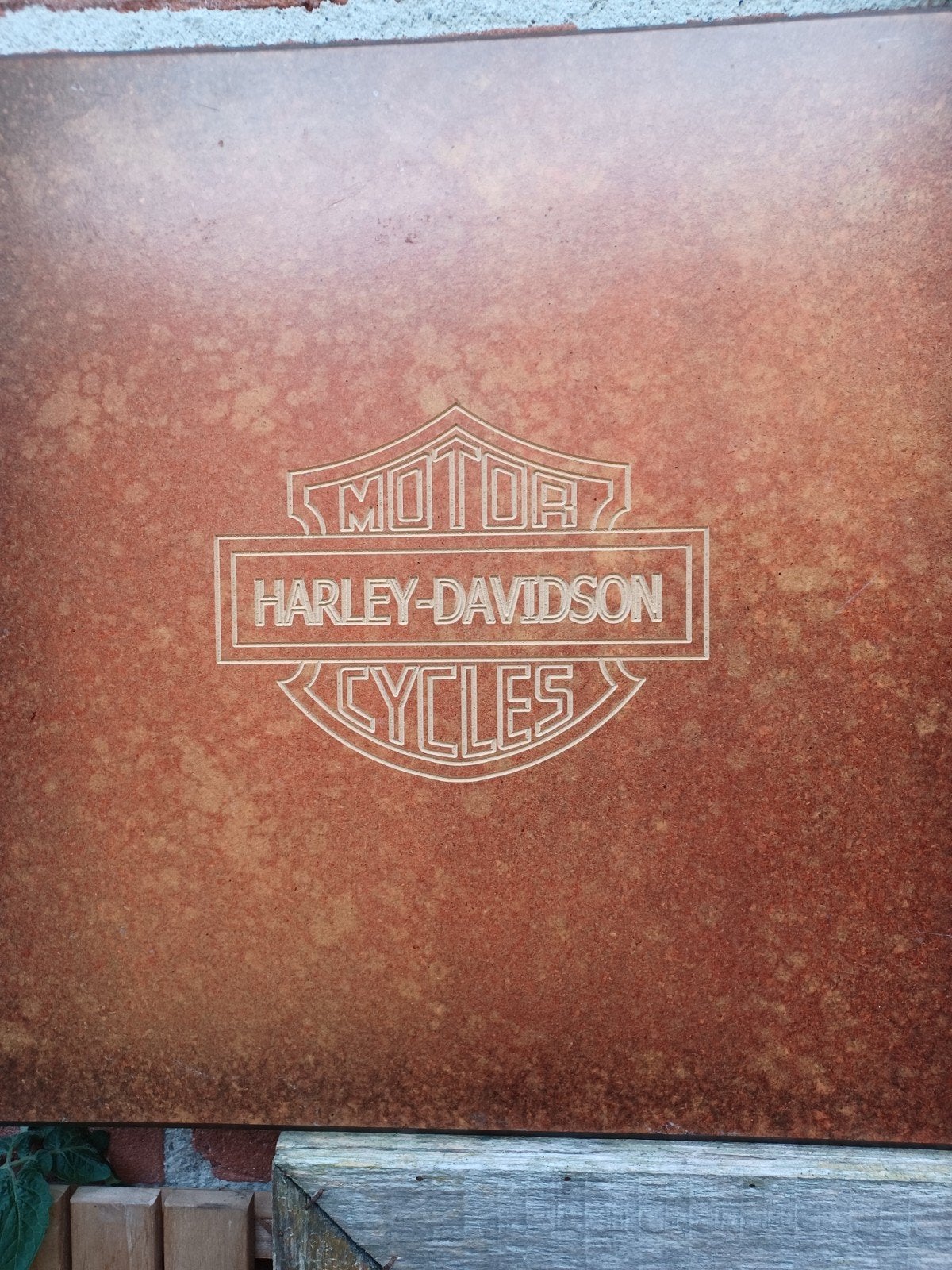 Harley Davidson motor cycle  wandbord  bord, Gebruikt, Hout, Vintage, Ophalen of Verzenden