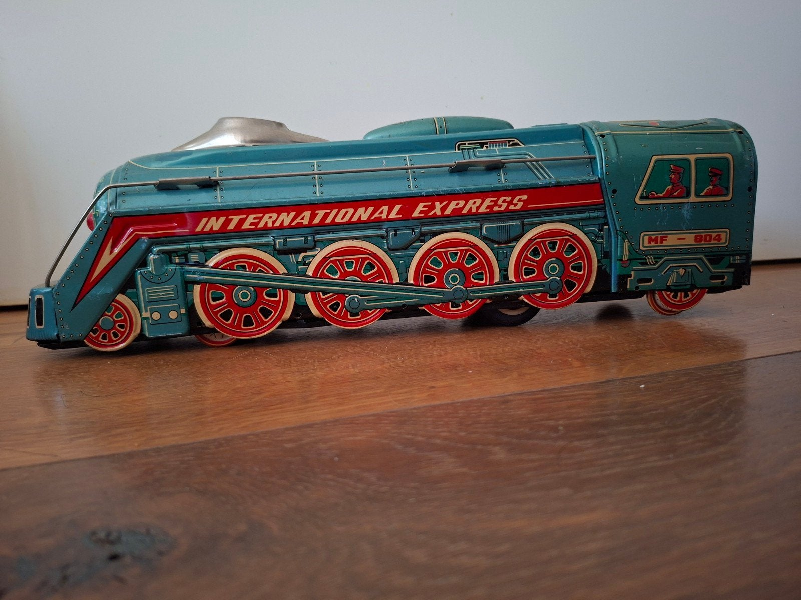 Blikken trein International Express MF-804 decoratie, Ophalen of Verzenden, Gebruikt