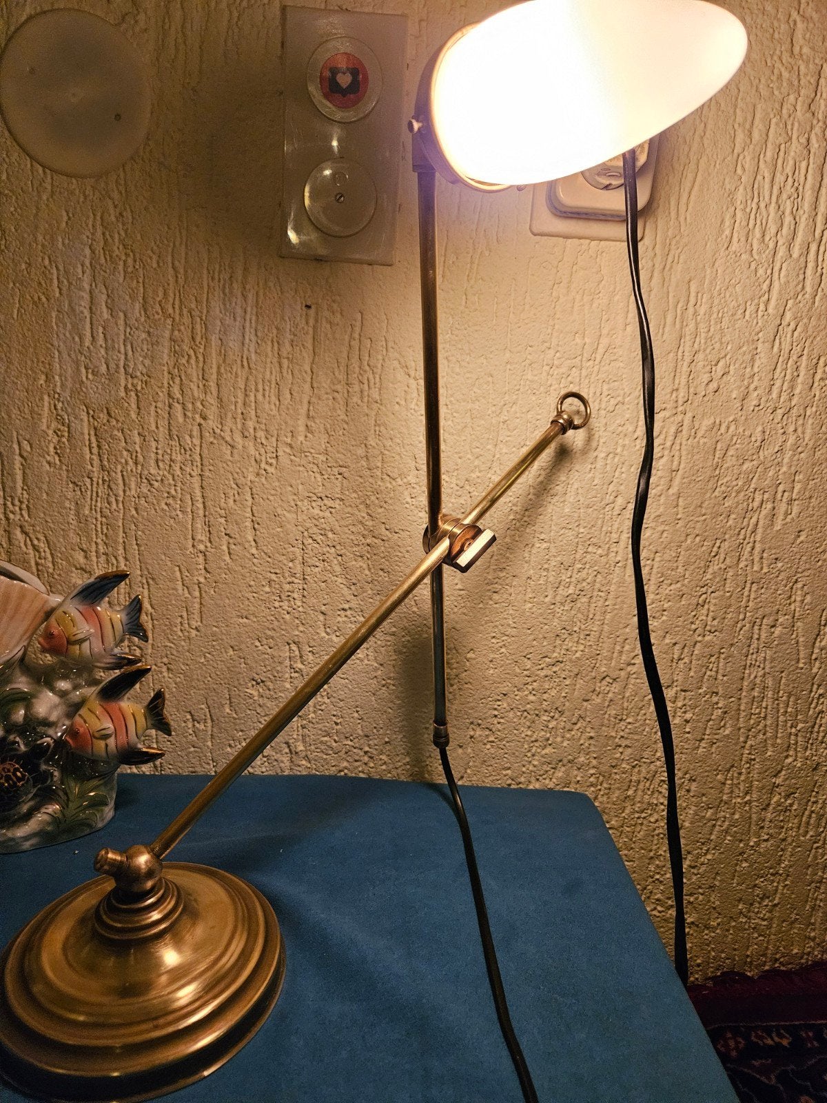 Vintage messing bureaulamp met verstelbare arm, Antiek en Kunst, Ophalen