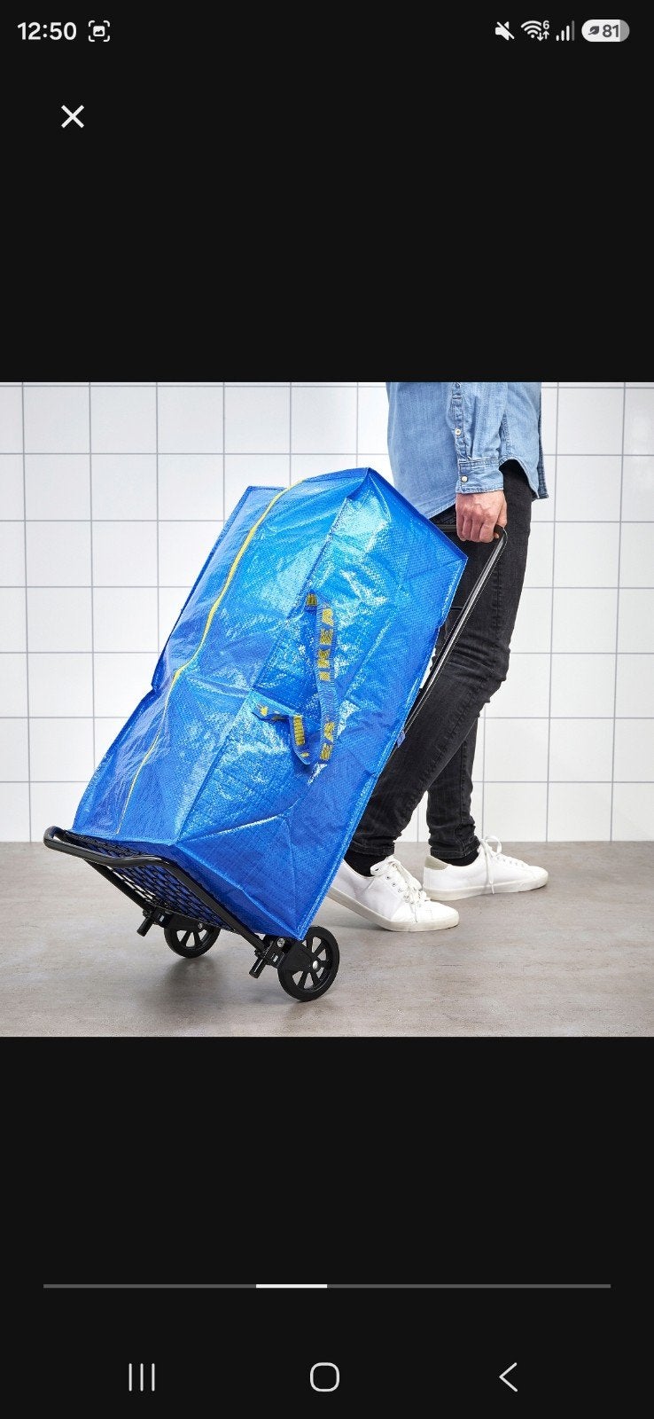 IKEA Frakta boodschappenwagen met tas, Ophalen of Verzenden, Gebruikt, Blauw, Kunststof
