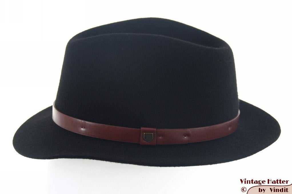 Gleufhoed Brixton Messer Short Brim zwart vilt 57-58 M Nieuw, Hoed, Nieuw, 57 cm (M, 7⅛ inch) of minder, Brixton