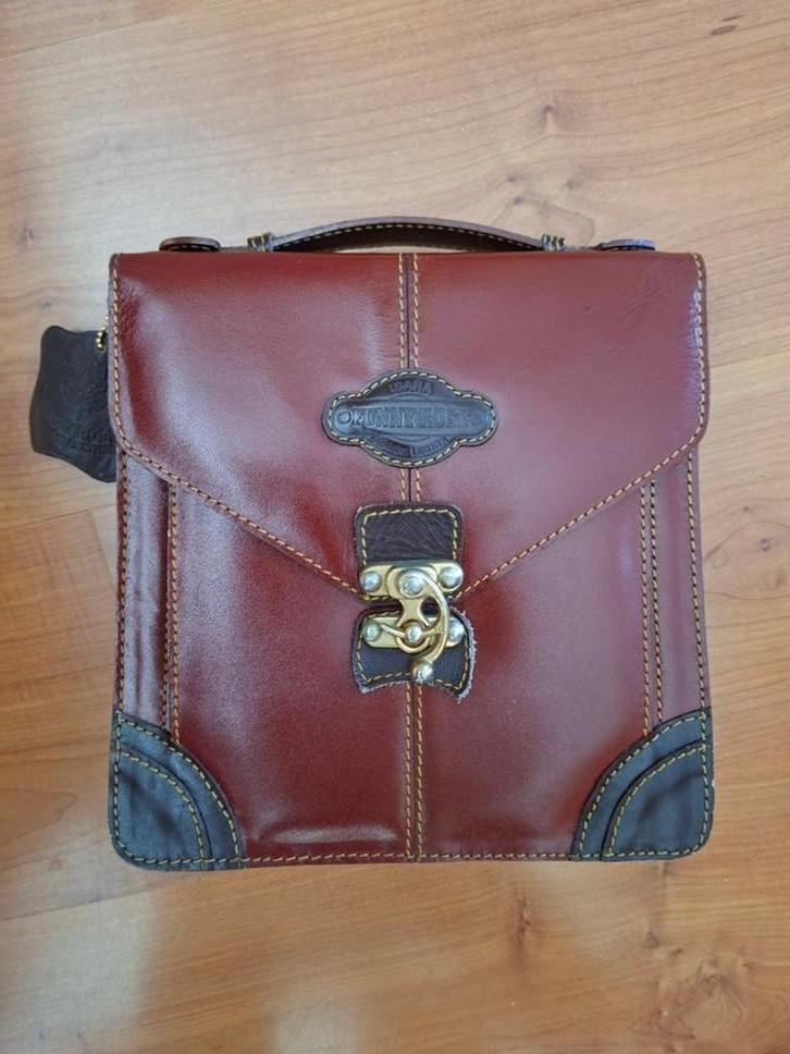 Dames leren schoudertas funny rose donkerbruin, Sieraden, Tassen en Uiterlijk, Tassen | Schooltassen, Bruin, Ophalen of Verzenden