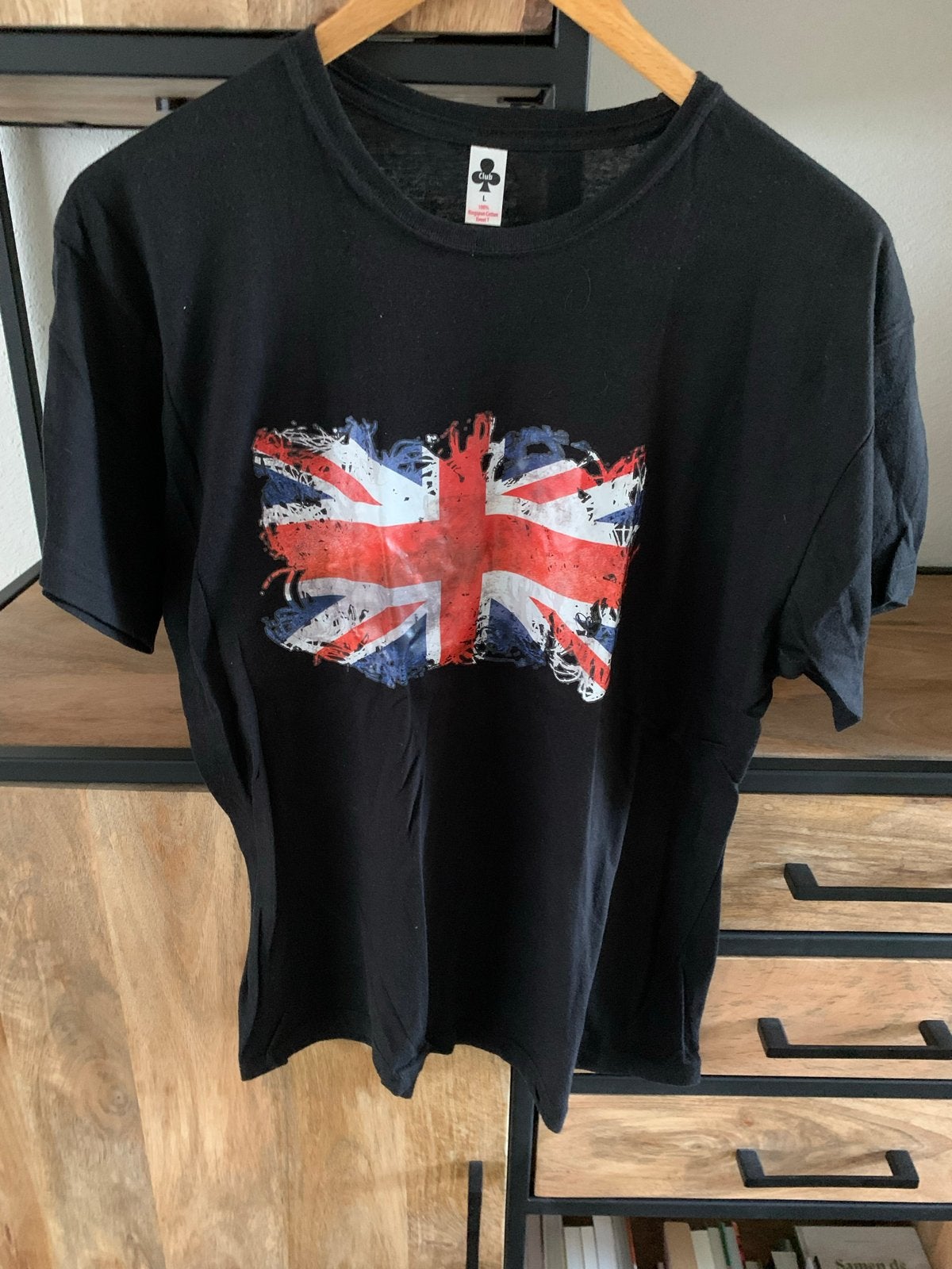 Zwart T-shirt met Union Jack print maat L, Kleding | Dames, T-shirts, Maat 38/40 (M), Zwart, Ophalen of Verzenden, Korte mouw