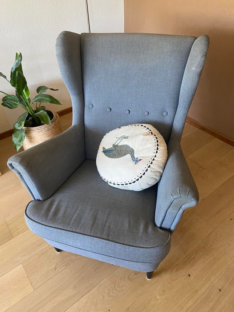 Ikea oorstoel (blauwgrijs), Ophalen, Gebruikt, 75 tot 100 cm, Stof