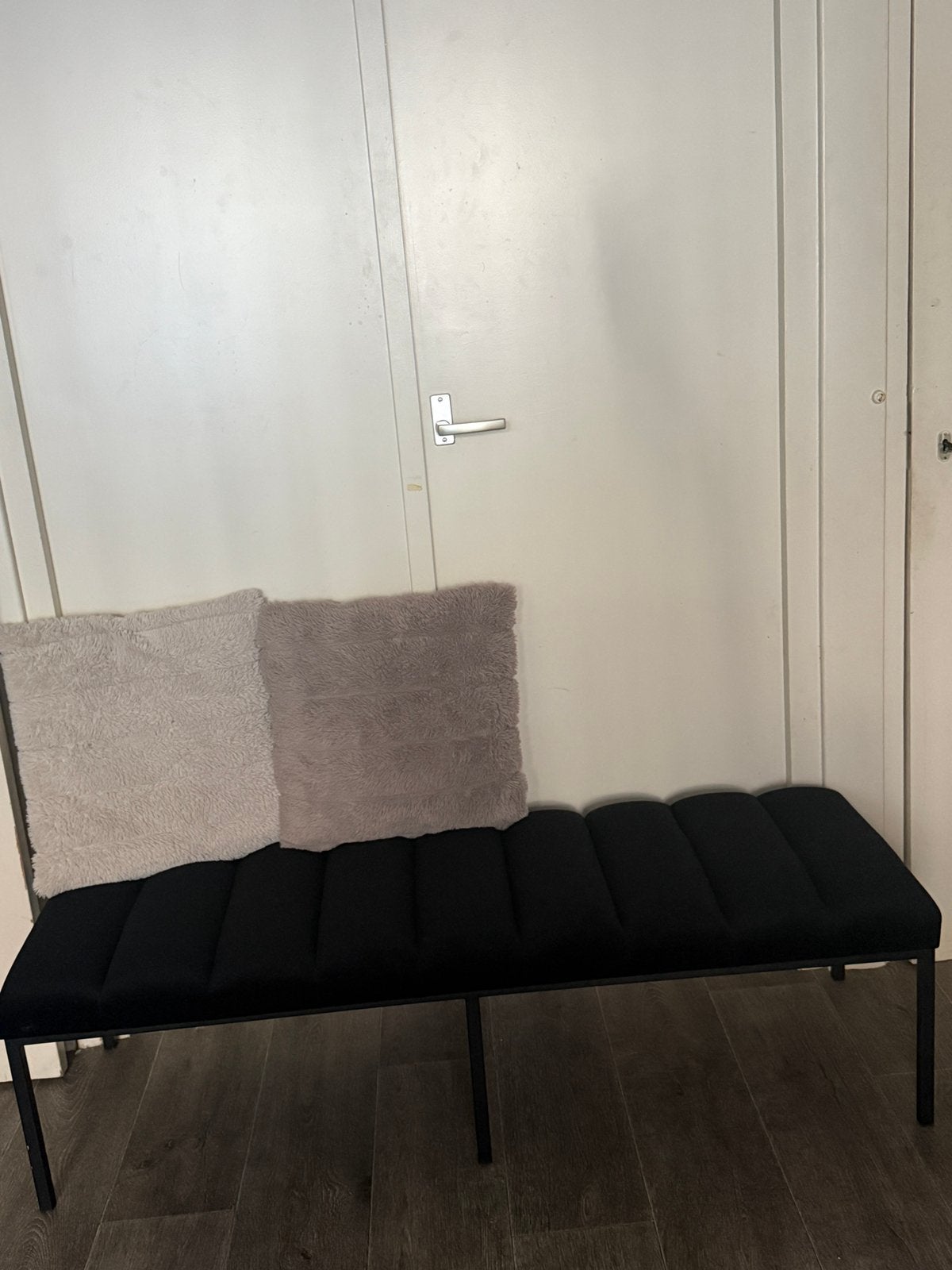 Zwart velvet bankje, Ophalen, Zwart, Tweepersoons, 140 cm
