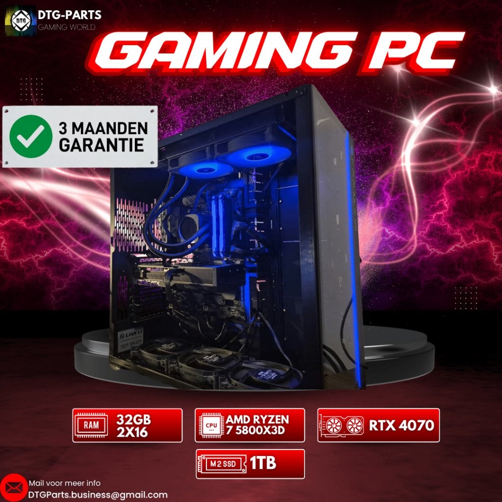 Gaming PC // RTX 4070 & AMD 7 5800X3D & 32GB, Ophalen, 7604 HM, 32 GB, DTGParts.Business@gmail.com