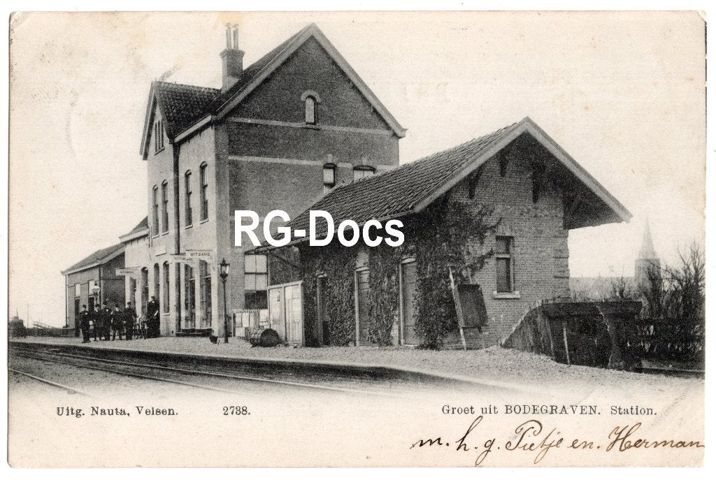 Ansichtkaart - Briefkaart Trein Station Bodegraven  1906, Ophalen of Verzenden, Voor 1920, Gelopen, Zuid-Holland