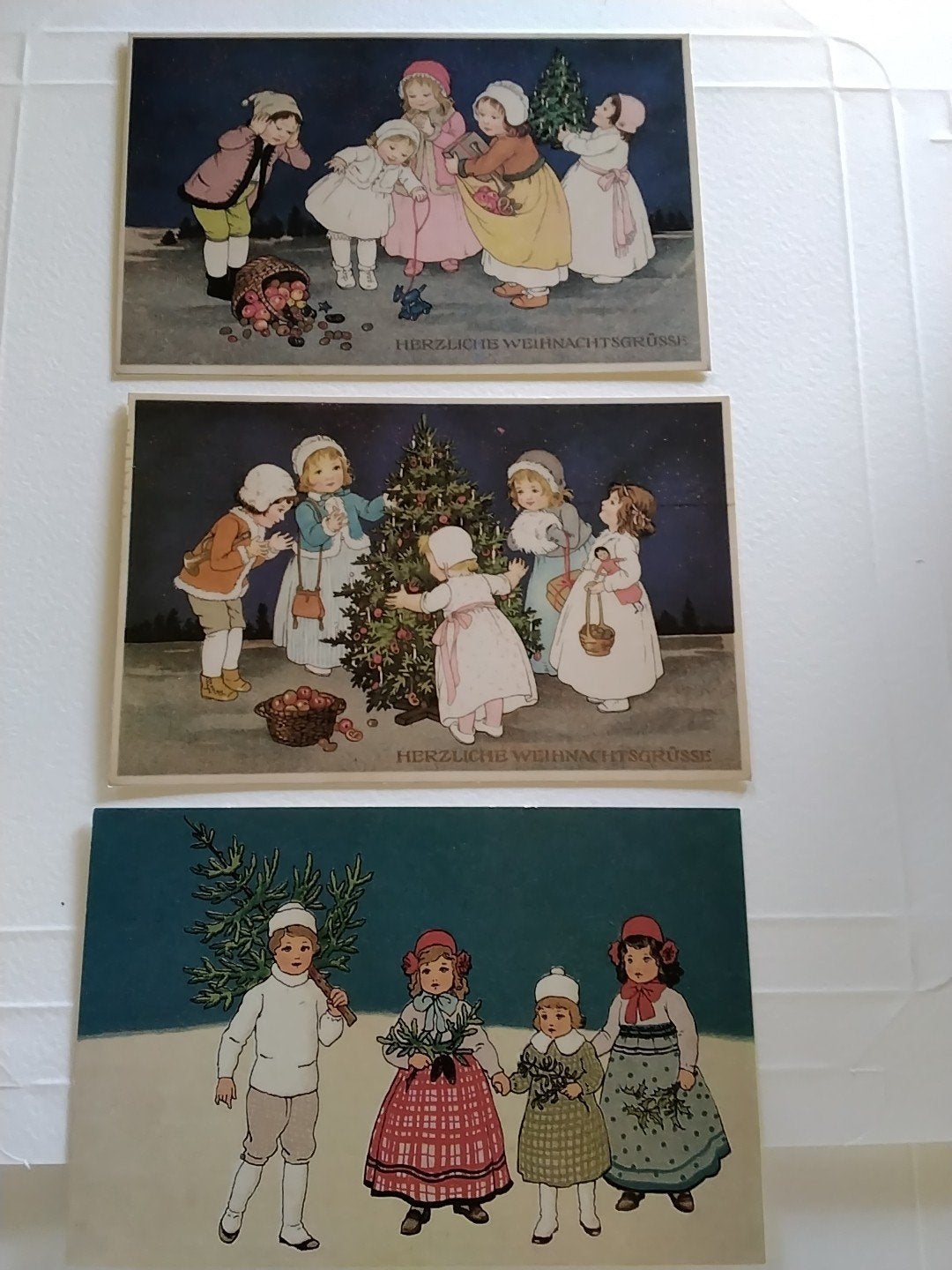 3 Kerstkaarten uit het Speelgoedmuseum München, Verzamelen, Ophalen of Verzenden, 1920 tot 1940, Ongelopen