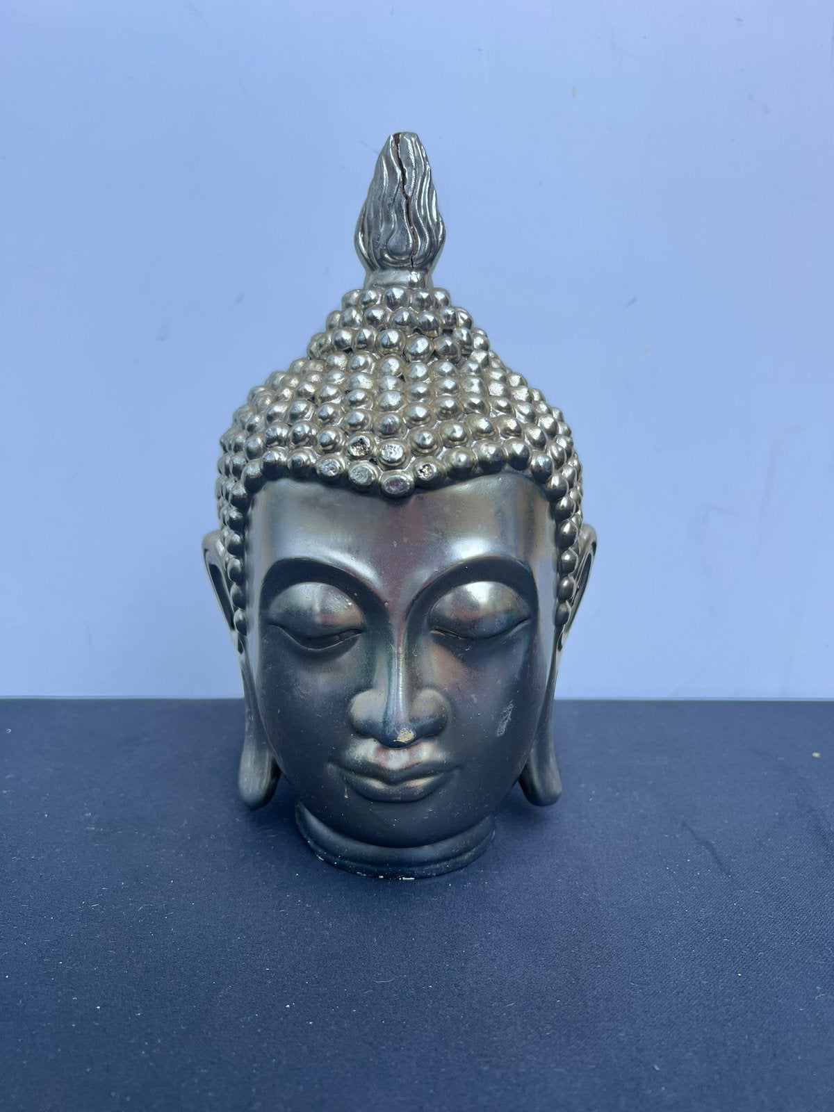 Te Koop Boeddha Beeld Hoofd Zilver, Ophalen of Verzenden, Zo goed als nieuw, Zilver, 23 cm