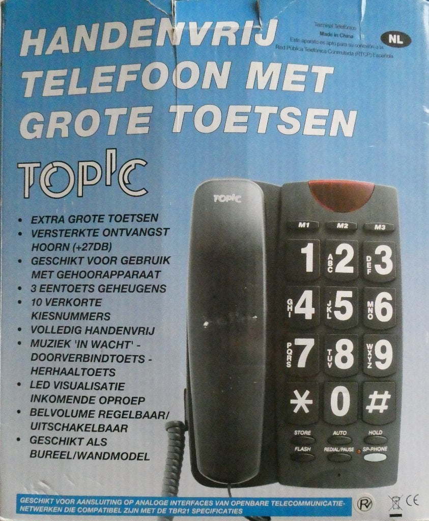 Topic Seniorentelefoon (Grote toetsen, z.g.a.n.), Telecommunicatie, Ophalen of Verzenden, Zo goed als nieuw