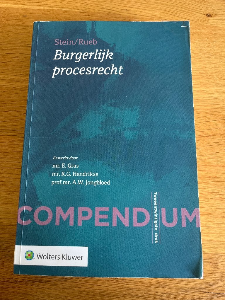 Burgerlijk procesrecht 22ste druk Compendium, Boeken, Studieboeken en Cursussen, Ophalen of Verzenden, Wolters Kluwer, Beta, WO