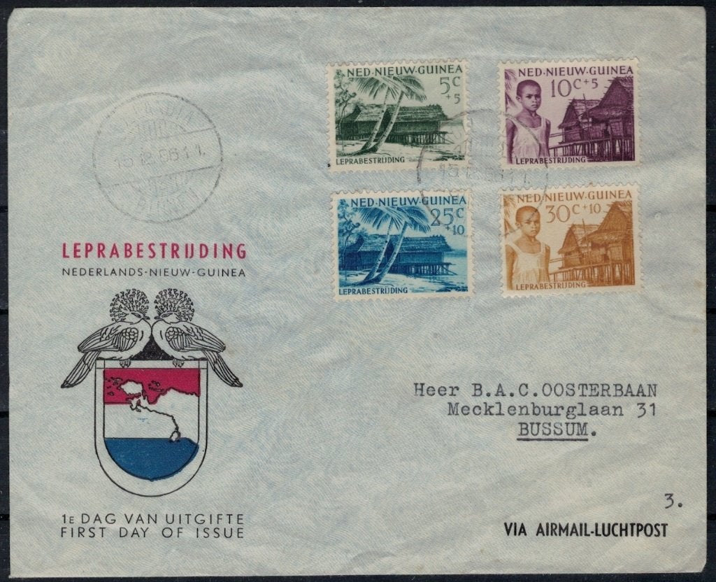 B70 Nieuw-Guinea FDC 41/44 getypt adres, Verzenden, Gestempeld, Nieuw-Guinea
