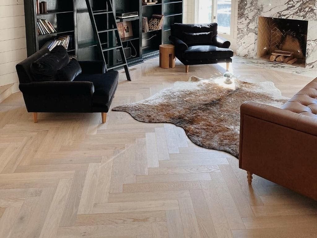 Eiken visgraat parket kant en klaar wit geolied, 75 m² of meer, Wit, Nieuw, Ophalen
