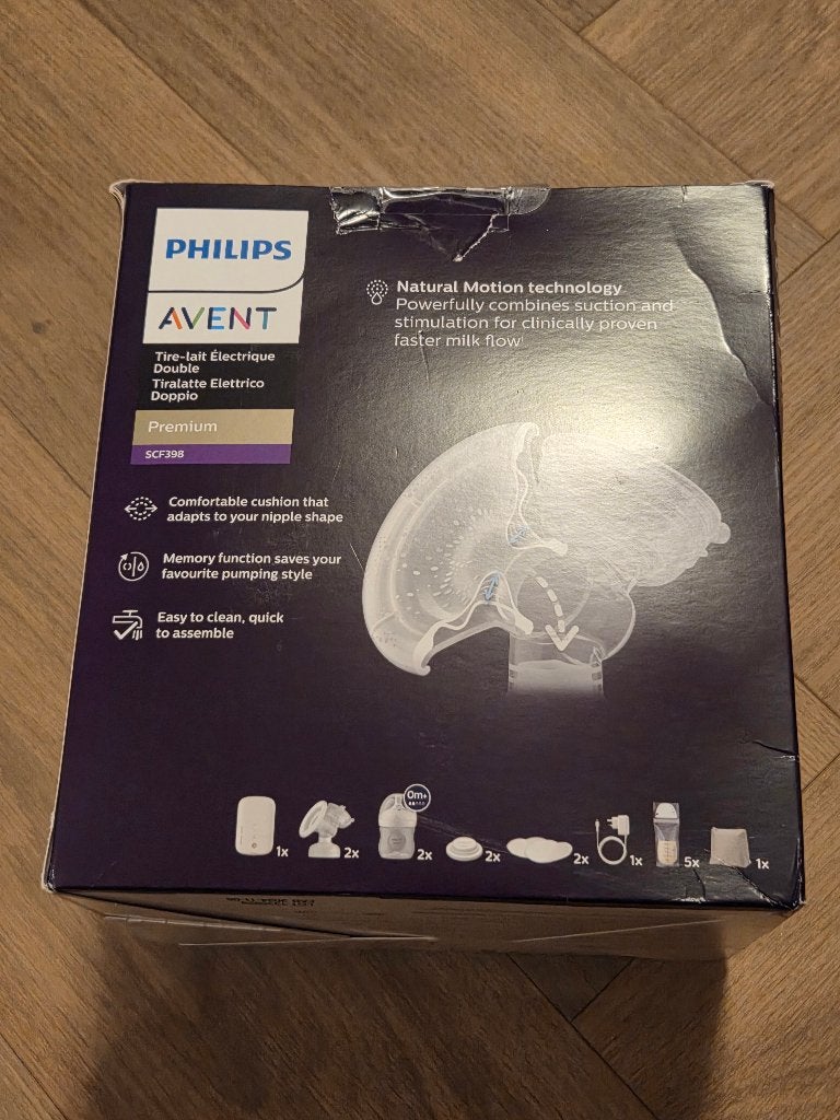 Philips Avent dubbele borstpomp SCF389 compleet, Draagbaar, Borstkolf, Zo goed als nieuw, Philips Avent